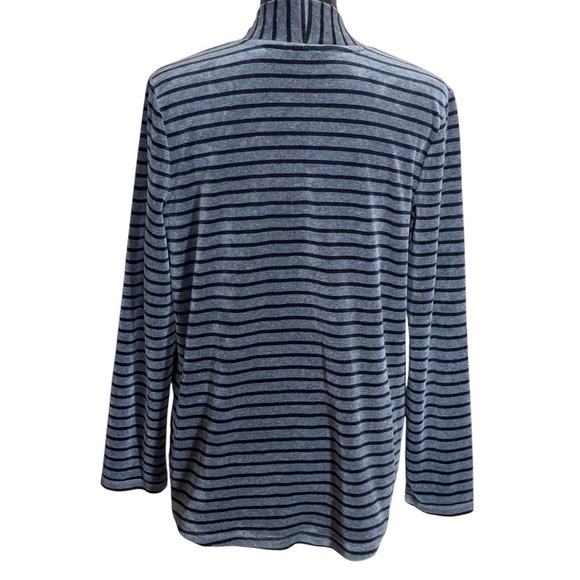 💥SALE💥TALBOTS LUXE PLUSH VELOUR GRAY AND BLACK STRIPPED CARDIGAN SZ SM - Picture 2 of 10